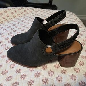 Lucky Brand Black Suede Mules